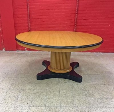 Grande Table Gueridon En  Chêne Clair Et Chene Noirci Circa 1940/1950 Attribuée à Decoene Freres