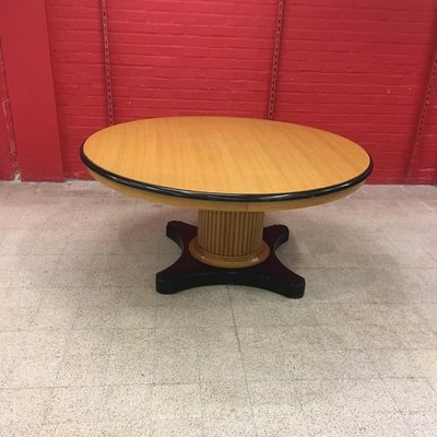 Grande Table Gueridon En  Chêne Clair Et Chene Noirci Circa 1940/1950 Attribuée à Decoene Freres