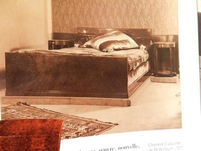 Jules Leleu, letto in stile Art Déco in mogano, circa 1927, referenziato,