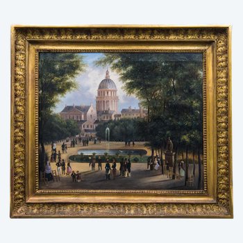 Olio su tela "vue Sur Le Panthéon", XIX secolo