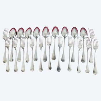 Beautiful silver plated menagere Baguette model Uniplat late 19th century