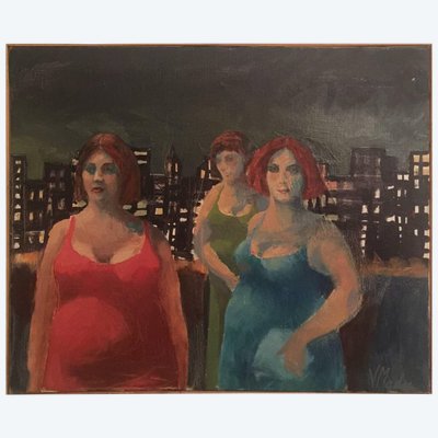 V. Madec Oil on Canvas Signed and Dated on Back