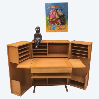 Compact Home Office Desk Interireur Sycomore Circa 1950/1960