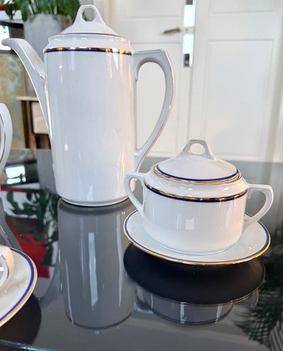 Tea Coffee Set Porcelain Breakfast Cups - Jug Sugar Bowl Creamer - Vintage