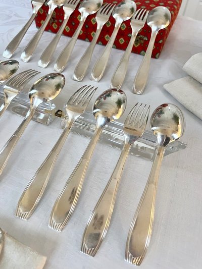 Alfénide Art Deco Metal Entremet Cutlery - Christofle - 24-piece set