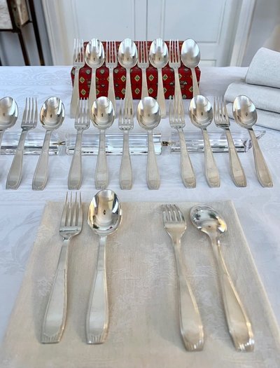 Alfénide Art Deco Metal Entremet Cutlery - Christofle - 24-piece set