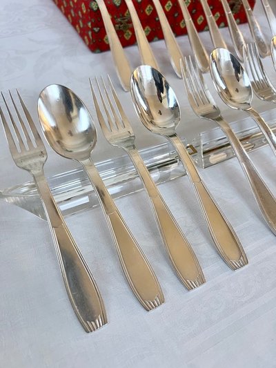 Alfénide Art Deco Metal Entremet Cutlery - Christofle - 24-piece set