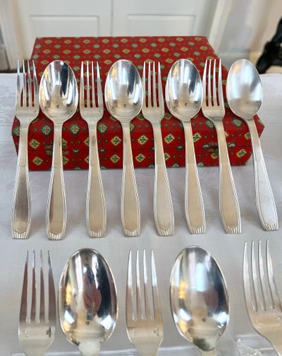 Alfénide Art Deco Metal Entremet Cutlery - Christofle - 24-piece set
