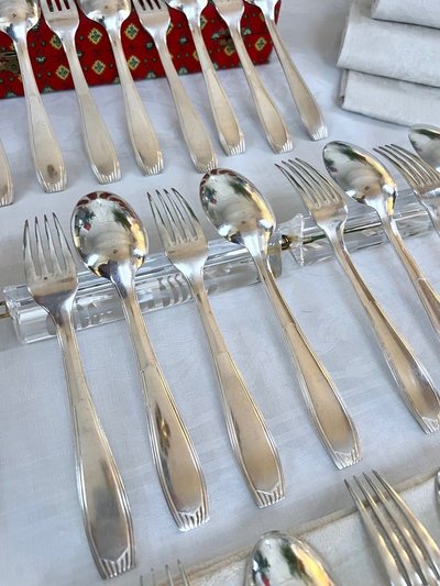 Alfénide Art Deco Metal Entremet Cutlery - Christofle - 24-piece set