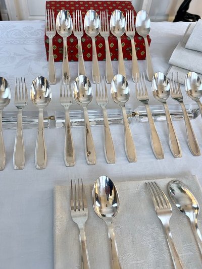 Alfénide Art Deco Metal Entremet Cutlery - Christofle - 24-piece set