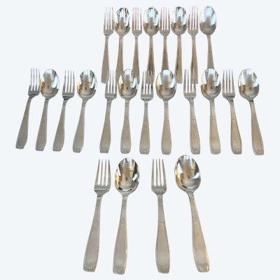 Alfénide Art Deco Metal Entremet Cutlery - Christofle - 24-piece set