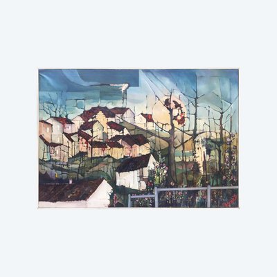 Grande olio su tela firmato Franco D , circa 1970