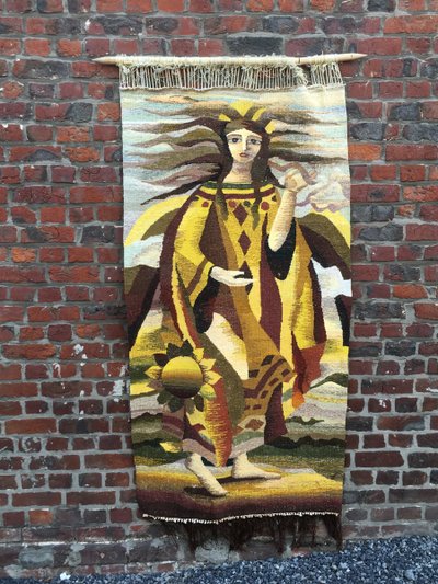 Art Deco Wandteppich Aus Wolle, Circa 1930/1950
