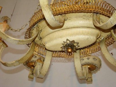 Maison Bagues Chandelier in Lacquered and Gilded Sheet Metal, Circa 1950 Very Good Condition