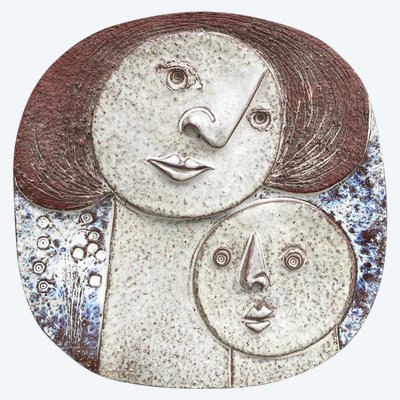 Claire Lambert (1936) Grande piatto in ceramica, Dour Workshop, circa 1960-1970