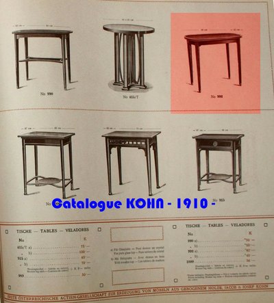 Table d'appoint , de service par Hoffmann pour KOHN N°993, no Thonet