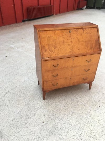 Art-Déco-Sekretär/Schreibtisch aus Ahornfurnier, um 1940/1950