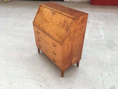Art-Déco-Sekretär/Schreibtisch aus Ahornfurnier, um 1940/1950
