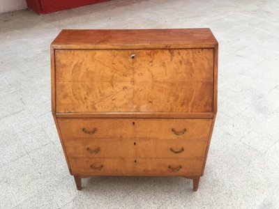 Art-Déco-Sekretär/Schreibtisch aus Ahornfurnier, um 1940/1950