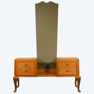 Maison Jansen, Toeletta Art Déco in impiallacciatura di legno di limone e legno dorato, circa 1940/1950
