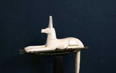 Statue of Anubis, Art Deco, ivory