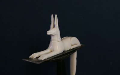 Statue of Anubis, Art Deco, ivory