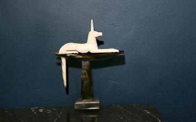 Statue of Anubis, Art Deco, ivory