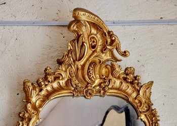 Miroir Régence En Bois Doré, XVIIIe Siècle
