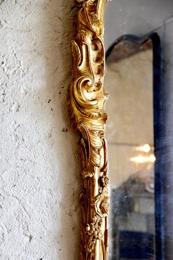 Miroir Régence En Bois Doré, XVIIIe Siècle