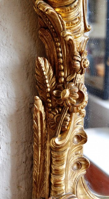 Miroir Régence En Bois Doré, XVIIIe Siècle