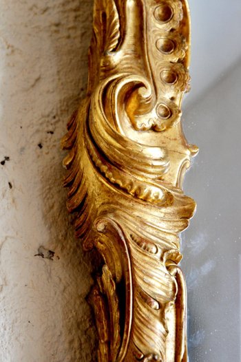 Miroir Régence En Bois Doré, XVIIIe Siècle