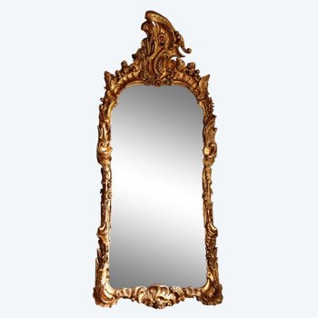 Miroir Régence En Bois Doré, XVIIIe Siècle