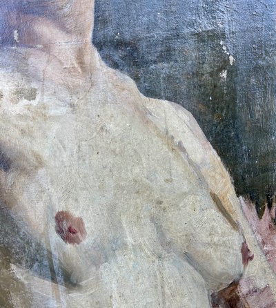 Ritratto di donna nuda - Olio su tela, scuola accademica francese 1880-1900 circa