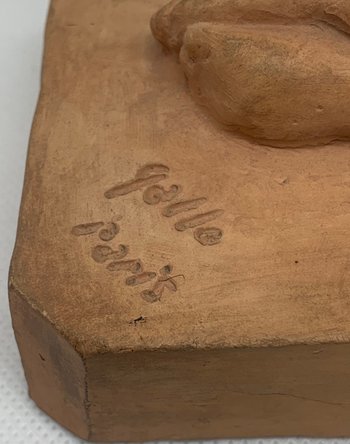 Scultura in terracotta, donna nuda firmata Galle Paris