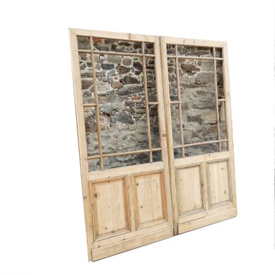 Deux Anciennes Larges Portes Vitrées De Magasin Boutique Cloison Vitrée Pose Galandage