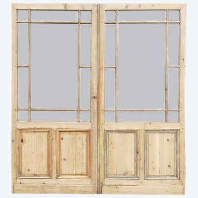 Deux Anciennes Larges Portes Vitrées De Magasin Boutique Cloison Vitrée Pose Galandage