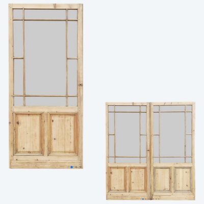 Zwei Alte Breite Ladengeschäft Glastüren Trennwand Verglaste Wand Galandage Einbau