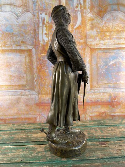 Statua di bronzo del cavaliere Roland firmata Charles Gremion - Cera persa - 40 cm