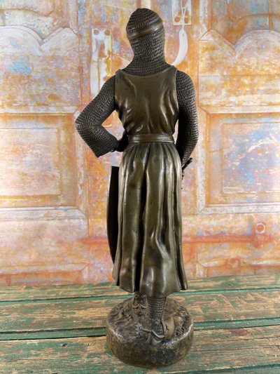 Statua di bronzo del cavaliere Roland firmata Charles Gremion - Cera persa - 40 cm