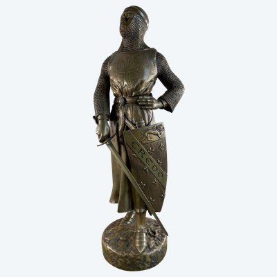 Statua di bronzo del cavaliere Roland firmata Charles Gremion - Cera persa - 40 cm