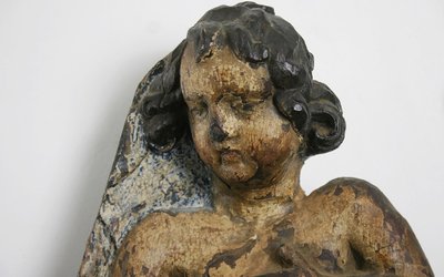 Bas Relief In Polychrome Wood, XVIIth Century