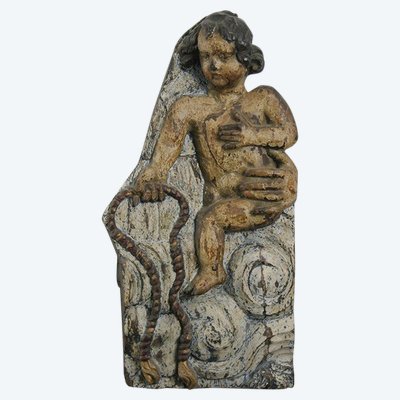 Bas Relief In Polychrome Wood, XVIIth Century