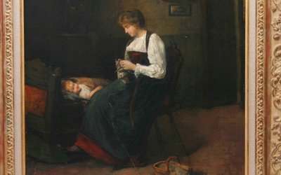 Öl auf Leinwand, Frau mit Strickzeug, William De Lancy-ward