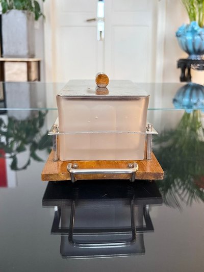 Biscottiera Art Déco - Biscottiera in vetro montata su vassoio