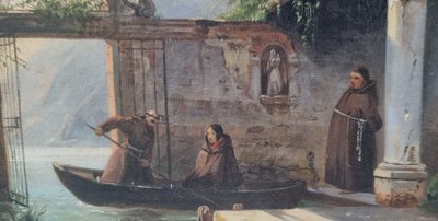 Jules SANSON - L'arrivo della fanciulla al monastero sulle rive del lago di Como