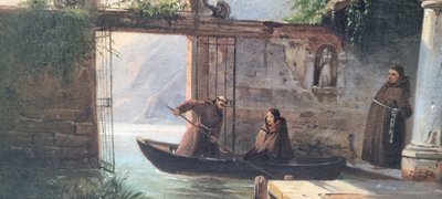 Jules SANSON - L'arrivo della fanciulla al monastero sulle rive del lago di Como