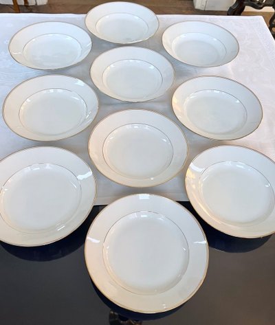 10 piatti fondi in porcellana di Limoges - Jean Pouyat - Servizio da tavola