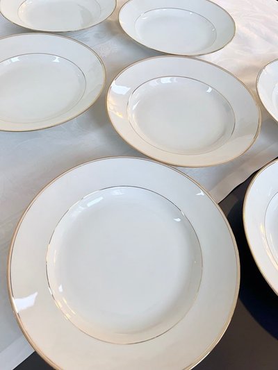 10 piatti fondi in porcellana di Limoges - Jean Pouyat - Servizio da tavola