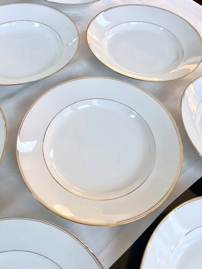 10 piatti fondi in porcellana di Limoges - Jean Pouyat - Servizio da tavola