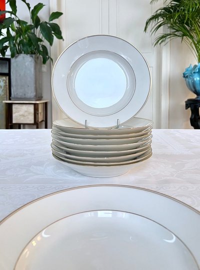 10 piatti fondi in porcellana di Limoges - Jean Pouyat - Servizio da tavola